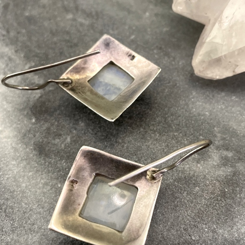 Vintage Silver Moonstone Sterling Silver Earrings - Picture 4 of 4